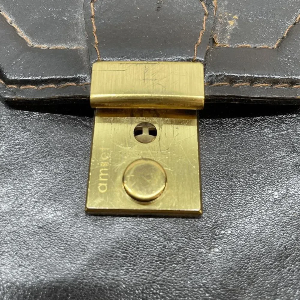 VTG AMIET LEATHER TOP HANDLE /CROSSBODY DOCUMENT‎ BAG PURSE